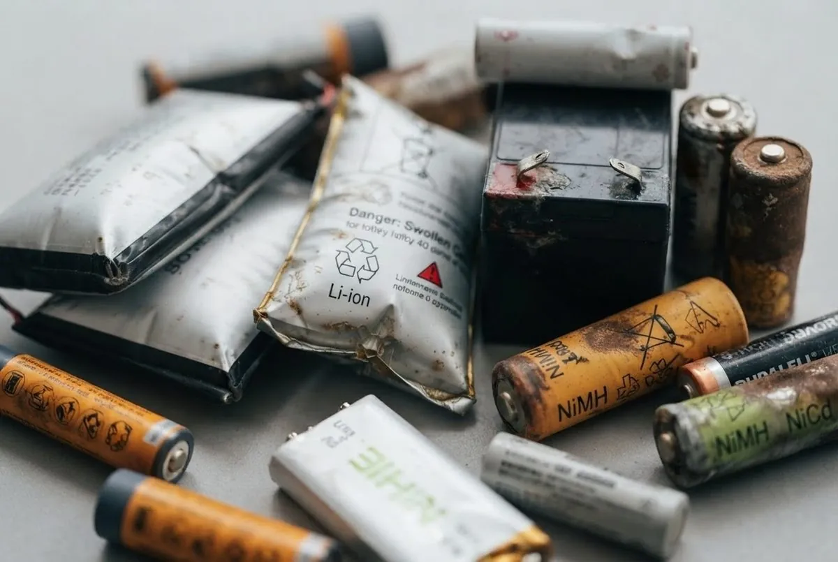 Battery types not accepted, including lithium ion, lithium pouch and sealed lead acid