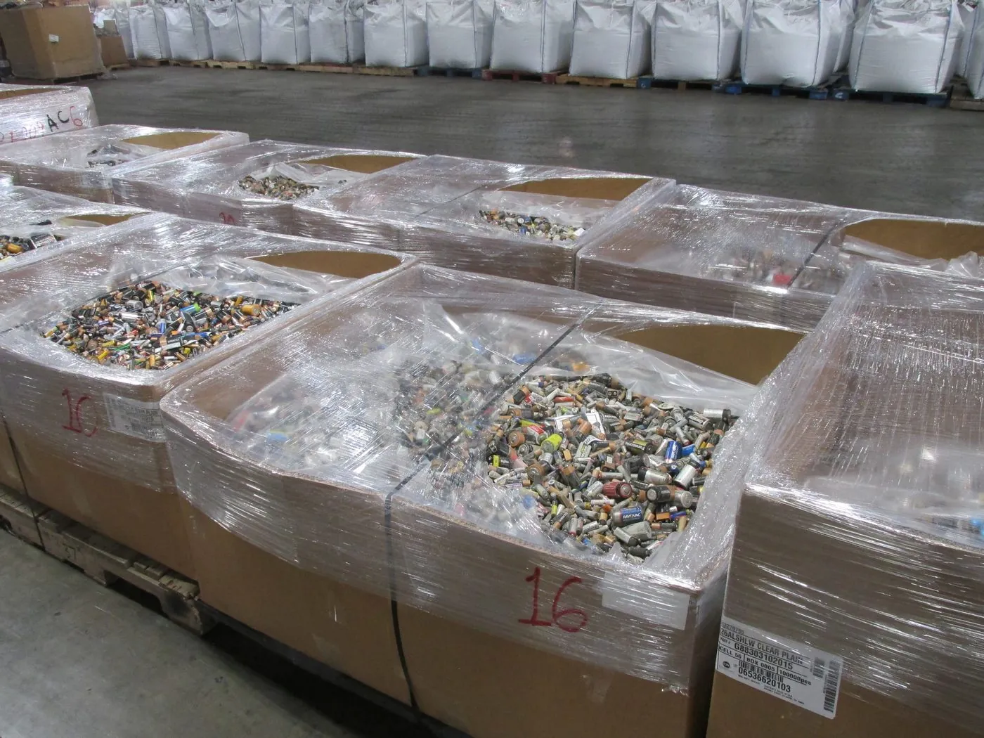 Batteries being sorted by chemistry at the sorting bench